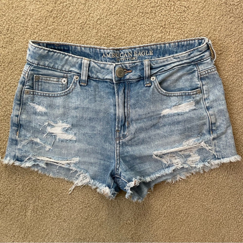 Jean cutoff mid-rise shorts